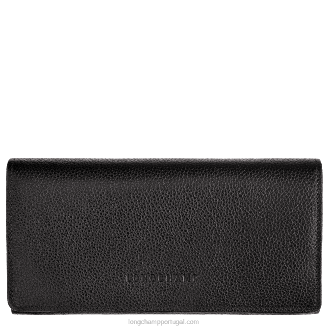 Longchamp 6DPZ609 preto mulheres carteira continental Le Foulonne