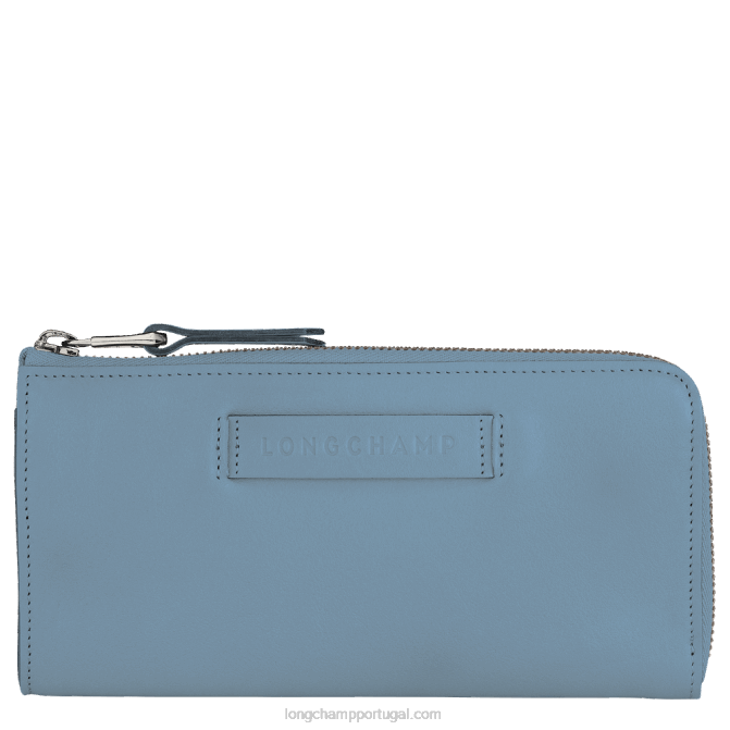 Longchamp 6DPZ622 ardósia mulheres Carteira 3d com zíper ao redor