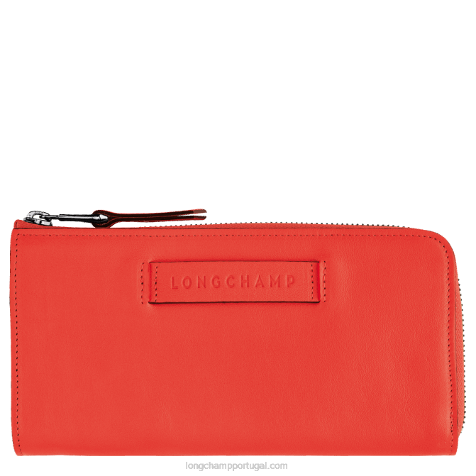 Longchamp 6DPZ623 laranja mulheres Carteira 3d com zíper ao redor