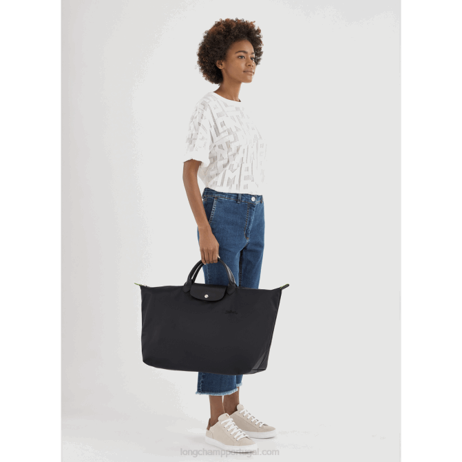 Longchamp 6DPZ786 preto mulheres mala de viagem verde le pliage s