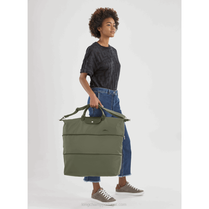 Longchamp 6DPZ800 preto mulheres bolsa de viagem verde le pliage expansível