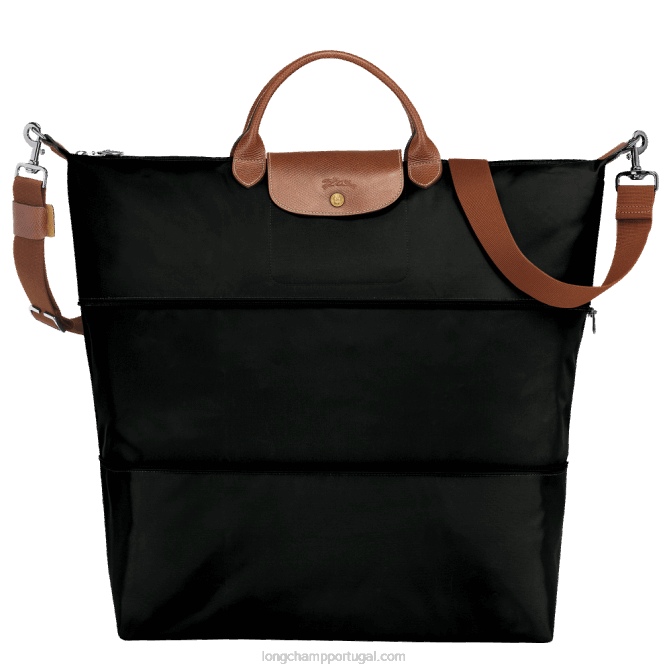 Longchamp 6DPZ819 preto mulheres mala de viagem original le pliage expansível