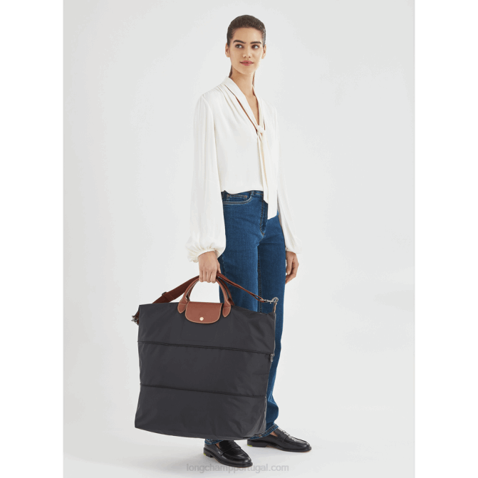 Longchamp 6DPZ819 preto mulheres mala de viagem original le pliage expansível