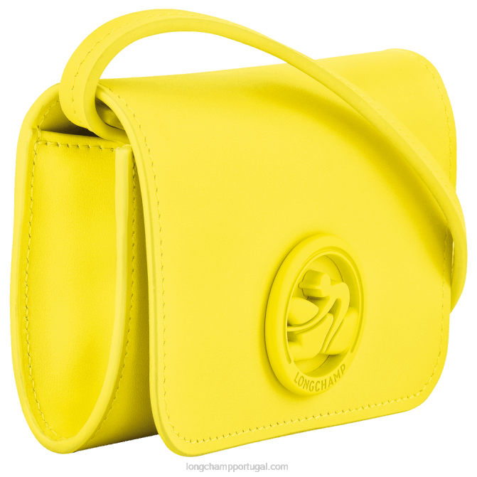 Longchamp 6DPZ514 limão mulheres porta moedas box trot com renda de couro