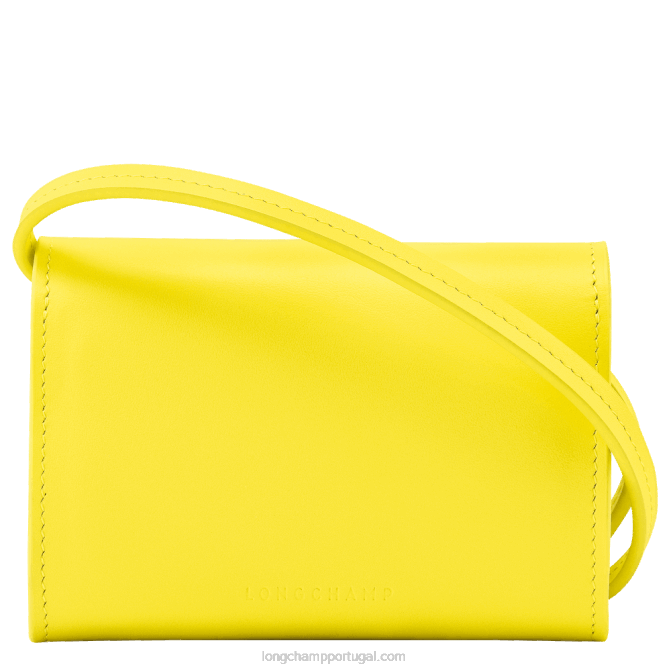 Longchamp 6DPZ514 limão mulheres porta moedas box trot com renda de couro