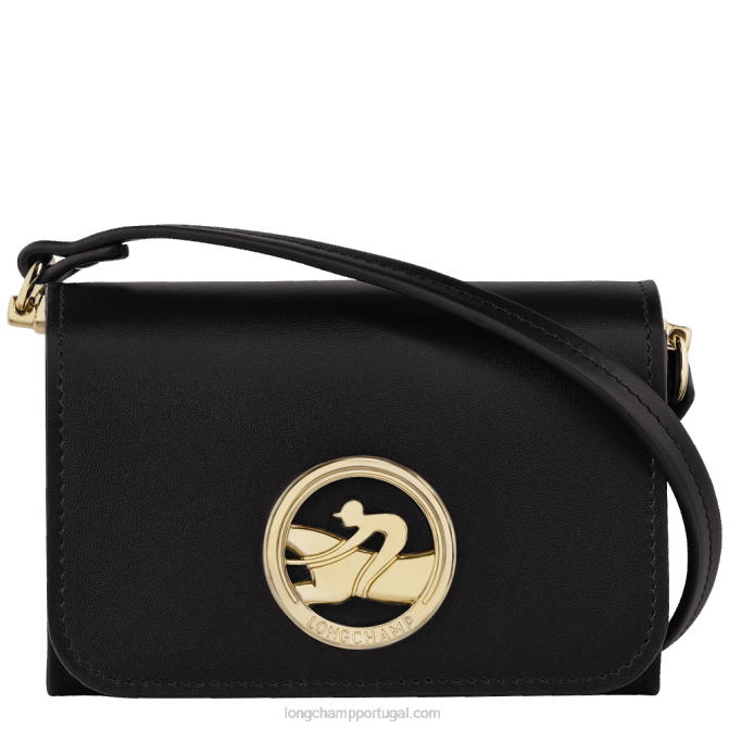 Longchamp 6DPZ516 preto mulheres porta moedas box trot com alça de ombro
