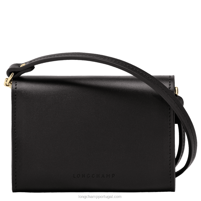 Longchamp 6DPZ516 preto mulheres porta moedas box trot com alça de ombro