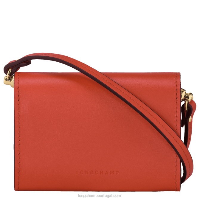 Longchamp 6DPZ517 laranja mulheres porta moedas box trot com alça de ombro