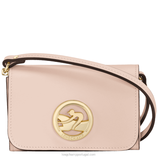 Longchamp 6DPZ519 Rosa pálido mulheres porta moedas box trot com alça de ombro