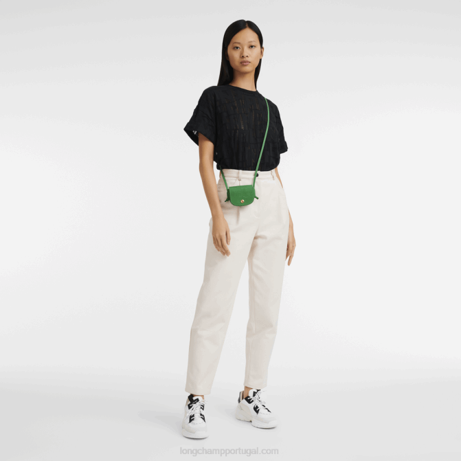 Longchamp 6DPZ534 verde mulheres porta-moedas epure com renda de couro
