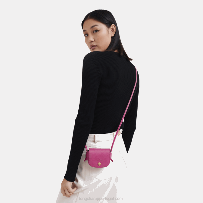 Longchamp 6DPZ535 fúcsia mulheres porta-moedas epure com renda de couro