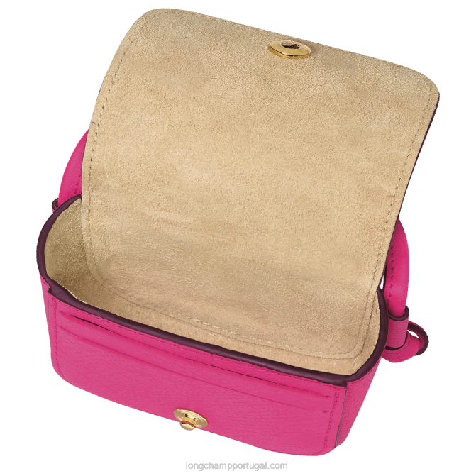 Longchamp 6DPZ535 fúcsia mulheres porta-moedas epure com renda de couro