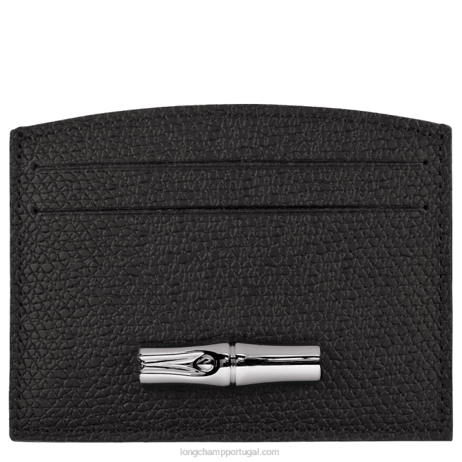 Longchamp 6DPZ636 preto mulheres titular do cartão roseau
