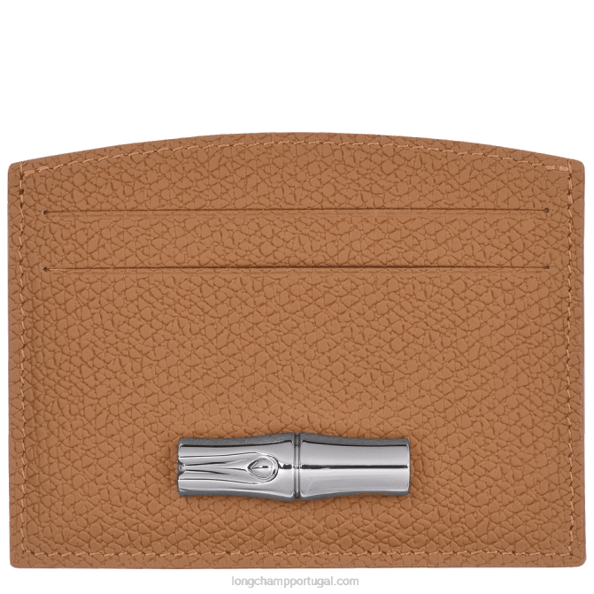 Longchamp 6DPZ637 natural mulheres titular do cartão roseau